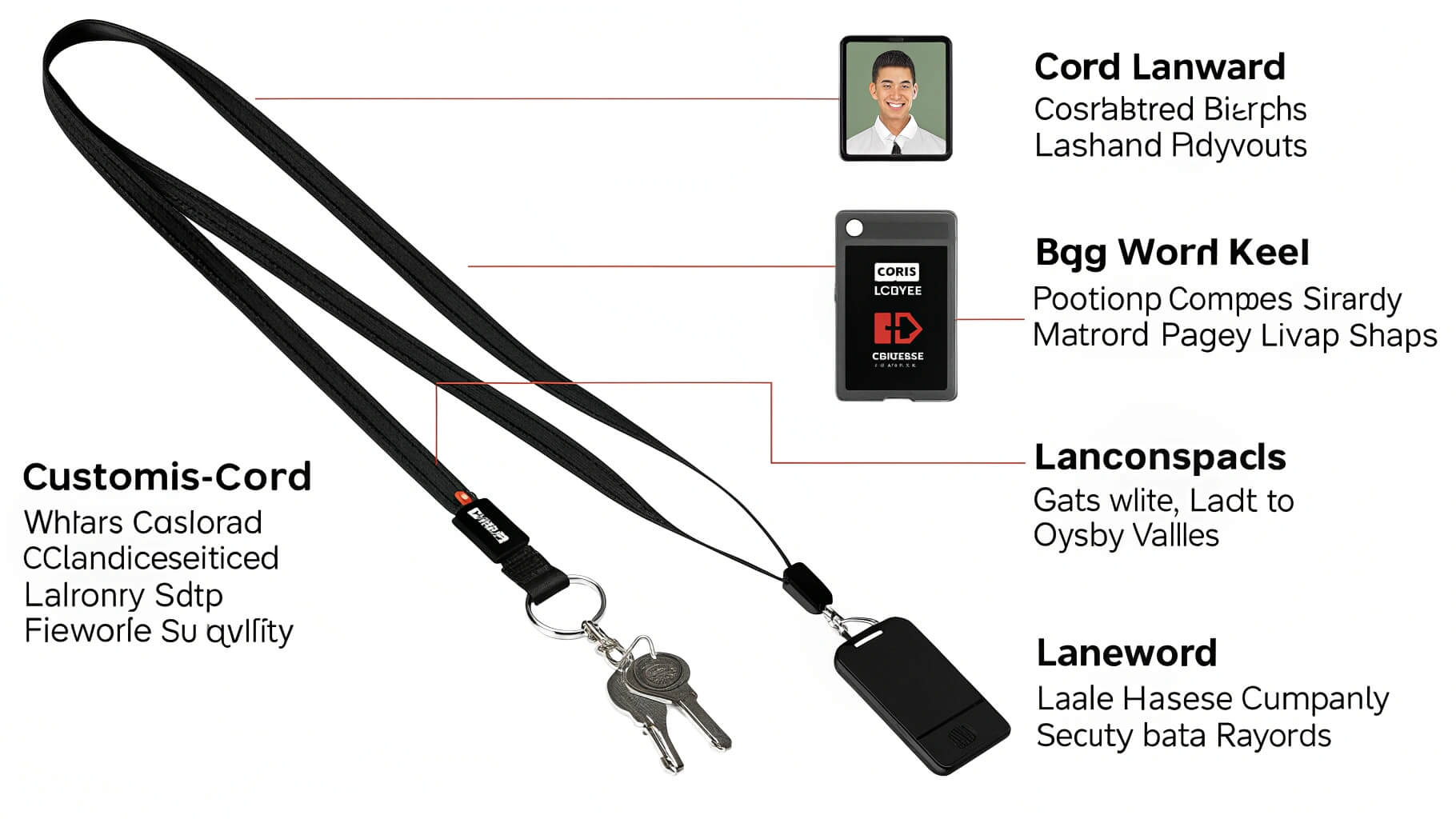 A classic blue polyester lanyard with a company logo printed on it